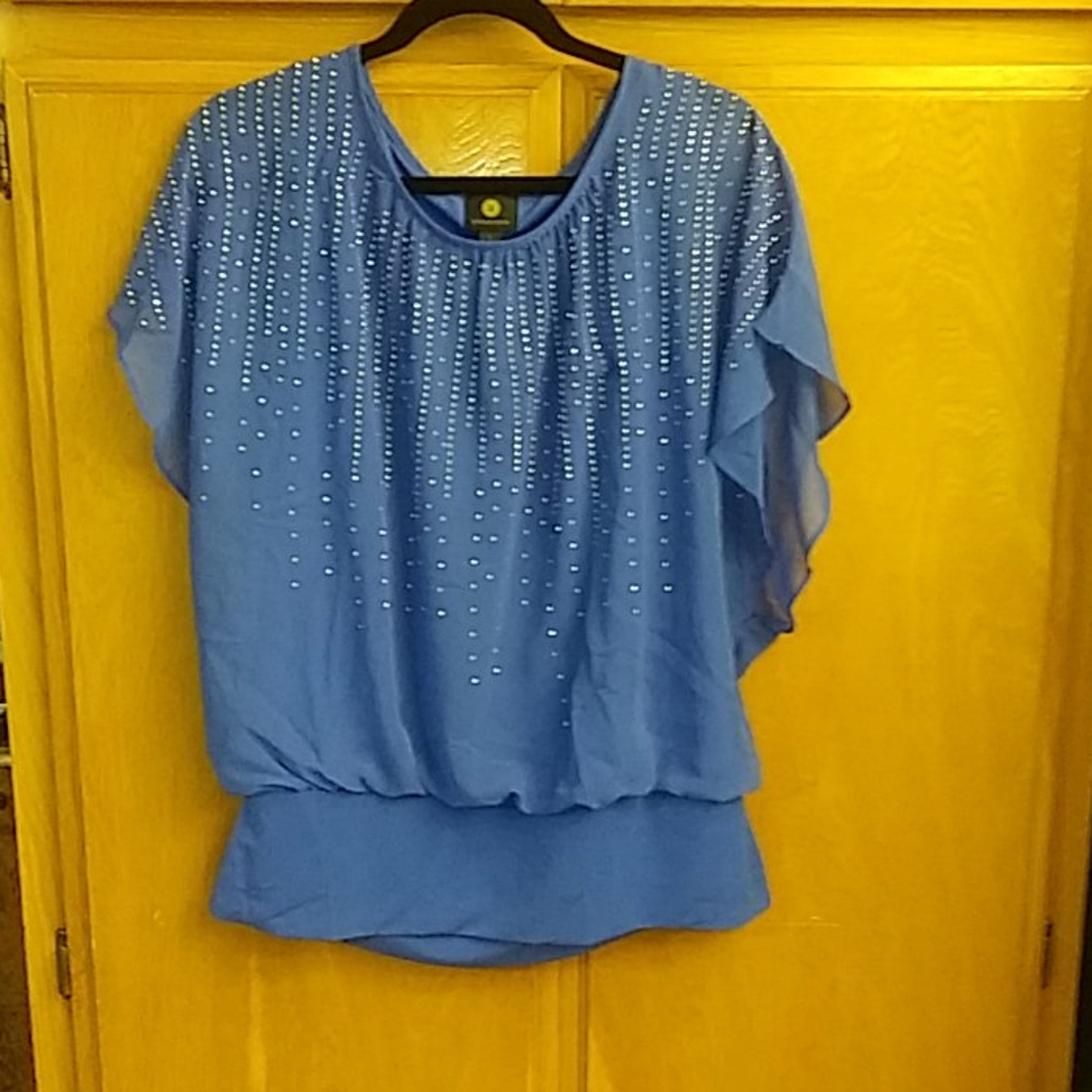 NWT, JM Collection, Blue Blouse Sz. L